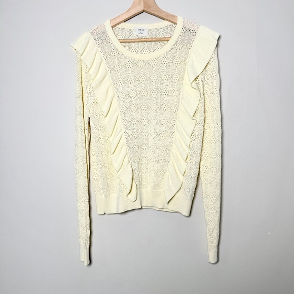 Aritzia Wilfred Bernelle Ruffle Ivory Sweater Sz L - Picture 1 of 8